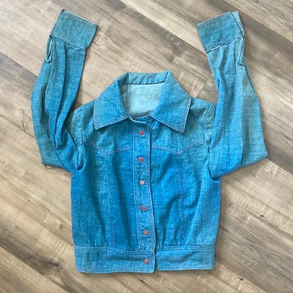 Vtg 60s/70s DENIM SNAP JEAN JACKET - Picture 5 of 7